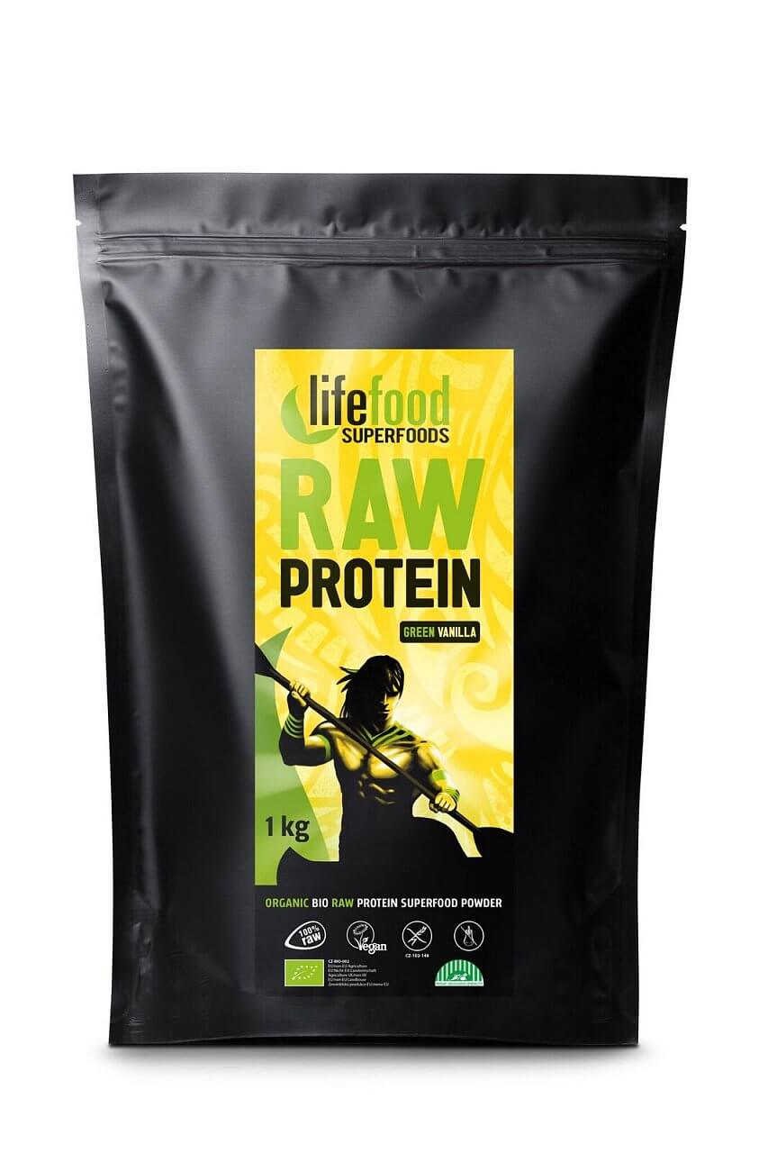 Proteiny - bílkoviny LifeFood Raw proteinová směs se superfoods - vanilková s mladým ječmenem a macou, 1 kg